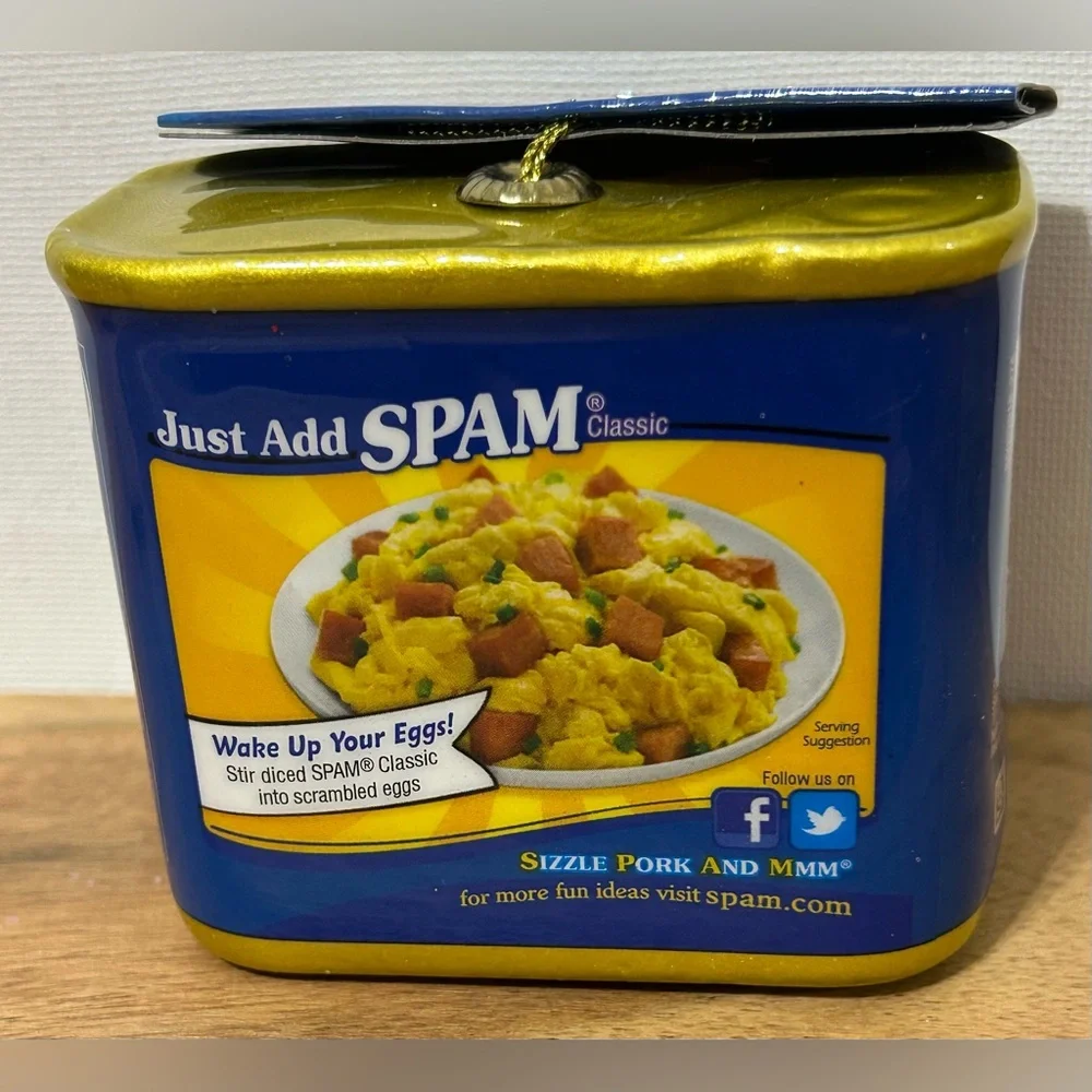 RUZ Christmas Ornaments HORMEL SPAM Novelty Decoupage Faux Food NEW